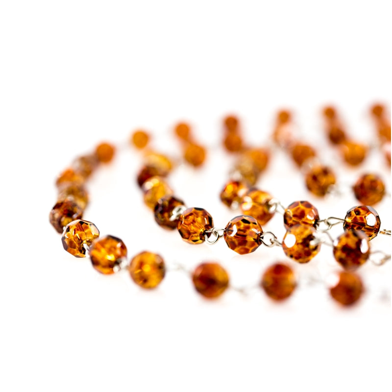 Amber chains of crystals beads for chandeliers and lamps