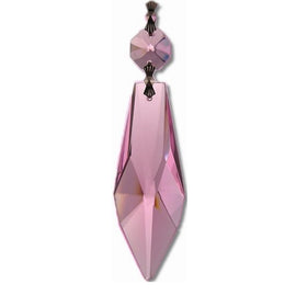 pink colored chandelier prisms