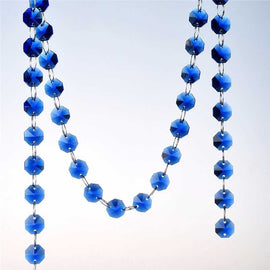 blue strands of crystal octagons for chandeliers