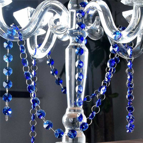 chandelier crystal strands blue colored