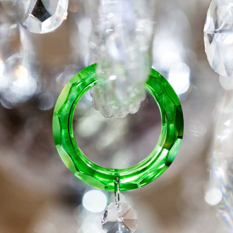 Green chandelier crystal arm rings to hang crystal prisms or suncatchers