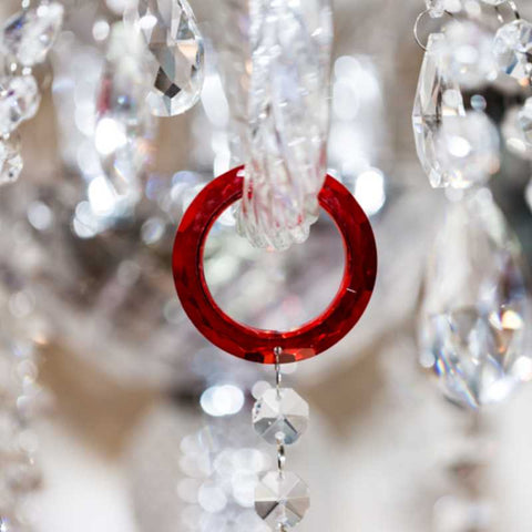 Red crystal o-ring for chandelier replacement crystals