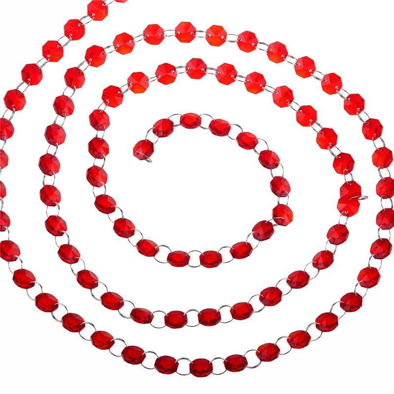 red crystal strands of prisms for chandeliers