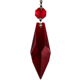 red chandelier prisms