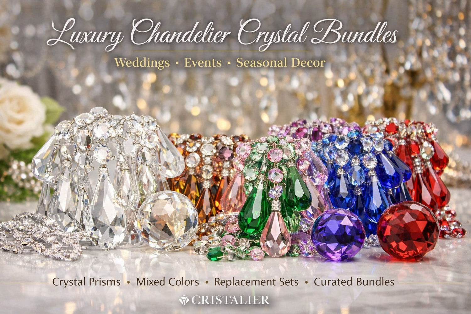 Luxury Chandelier Crystal Bundles | Replacement, Wedding, Events, Seasonal, Crystal Sets | Cristalier