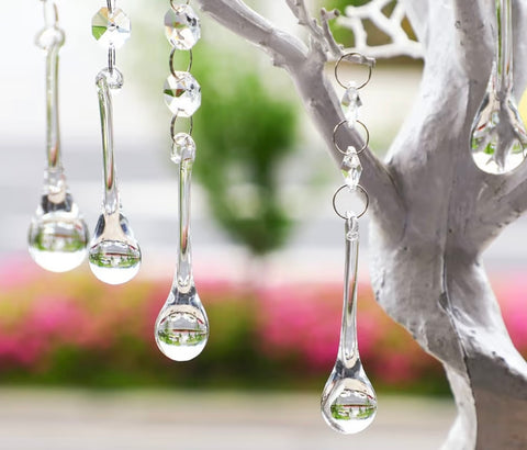 Clear Crystal Wand Ornament Set – 6 Pieces (Custom Hardware Options)
