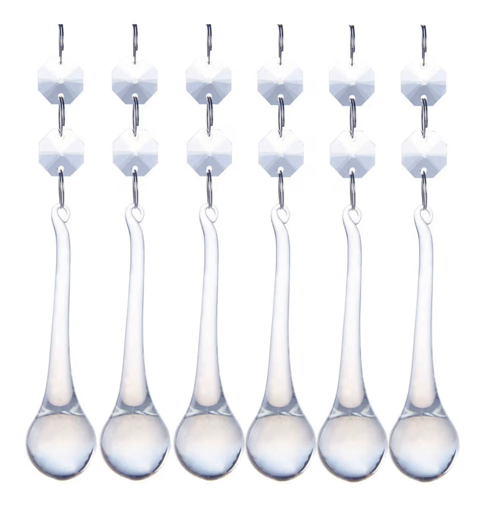 Clear Crystal Wand Ornament Set – 6 Pieces (Custom Hardware Options)