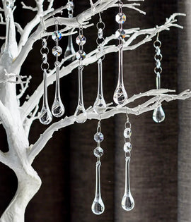 Clear Crystal Wand Ornament Set – 6 Pieces (Custom Hardware Options)