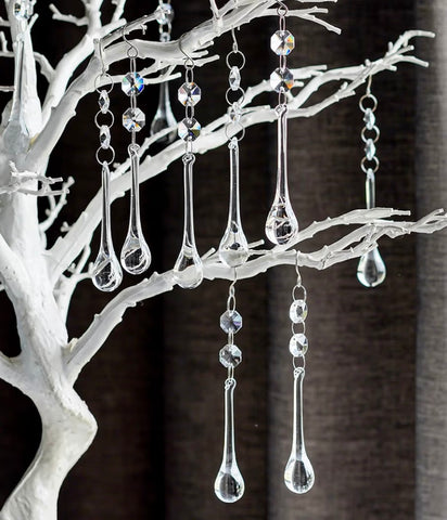 Clear Crystal Wand Ornament Set – 6 Pieces (Custom Hardware Options)