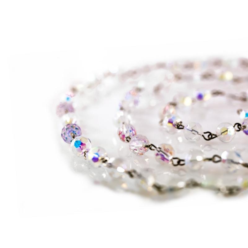 AB strand of faceted beads of crystals 1 meter long 