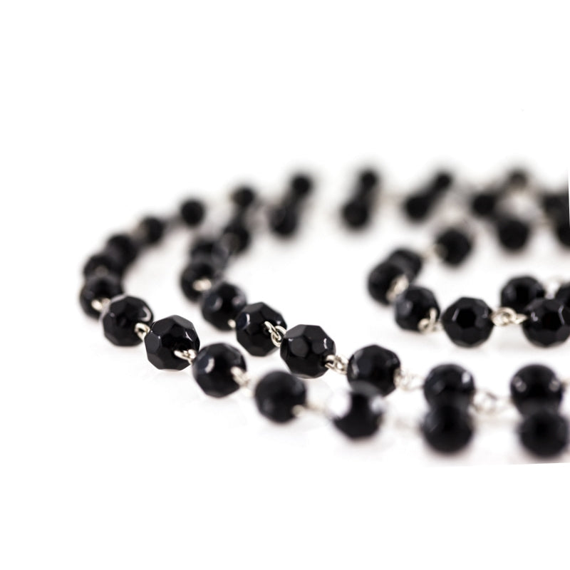 black chains of crystal prism beads