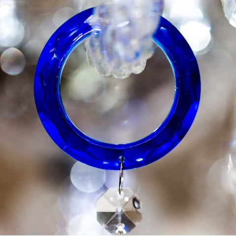 blue rings for chandelier arms to hang crystal prisms from 
