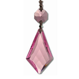 pink chandelier crystals that are diamond shaped